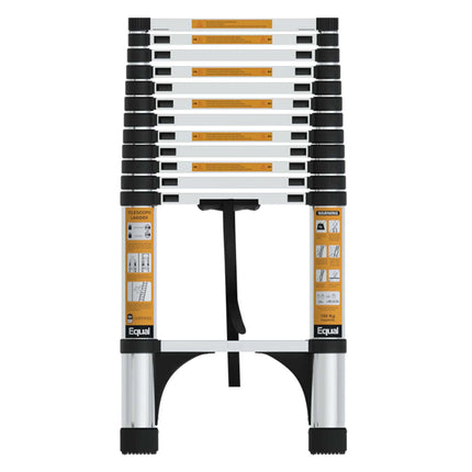 Equal 12.5 FT Aluminum Folding Telescopic Ladder with 2 Triangle Stabilizers | EN131 Certified with 2 Year Warranty | 150kg Max Capacity | Collapsible Ladder for Home or Outdoor Work (3.8m/13 Step)