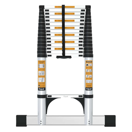 Equal 23.6 FT Aluminum Folding Telescopic Ladder with 2 Triangle Support & Stabilizers | EN131 Certified with 2 Year Warranty | 150kg Max Capacity | Ladder for Home or Outdoor Work (7.2m/16 Step)
