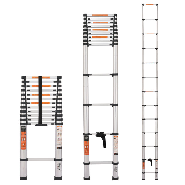 Equal 16.5 FT. Aluminium Foldable & Extended Telescopic Ladder with Finger Protect Technology