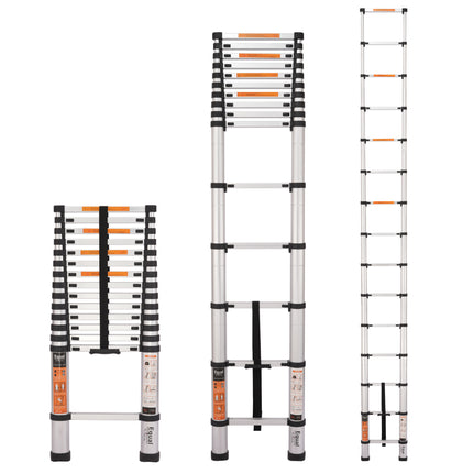 Equal 15 FT. Aluminium Foldable & Extended Telescopic Ladder with Finger Protect Technology