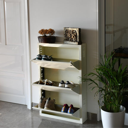 Equal 3 Shelf X Shoe Rack for Home | Premium Mild Steel Shoe Cabinet for Home holds upto 6-9 pairs of shoes | 3 Years Limited Warranty | 3 Shelf - Glossy Ivory
