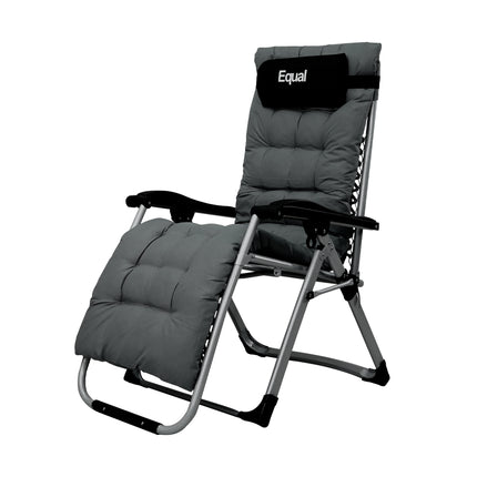 Equal Mild Steel Zero Gravity Reclining Lounge and Folding Recliner Chair (Steel Grey)