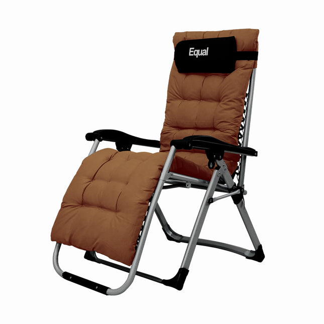 Equal Mild Steel Zero Gravity Reclining Lounge and Folding Recliner Chair (Coffee Brown)