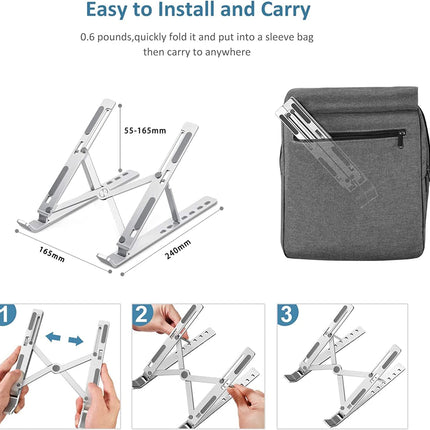 Equal 15 Inch Aluminium Foldable Laptop Stand Anti-Slip Rubber Surface