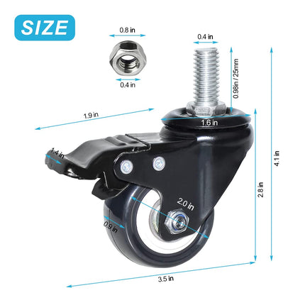 Equal 2 Inch Furniture Caster Wheels For Home/Office & Cabinets (Pack Of 4)