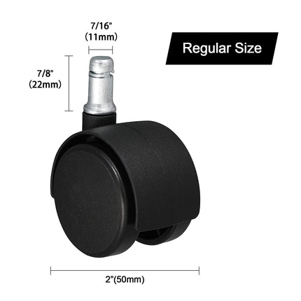 Equal 2 Inch Chair Caster for Office/Home (Pack Of 5) - Pin Type (11/22 mm)