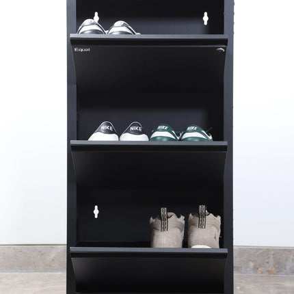Equal 3 Shelf Lite Shoe Rack for Home | Economic Mild Steel Shoe Cabinet for Home holds upto 6-8 pairs of shoes | 3 Years Limited Warranty | 3 Shelf - Matte Black