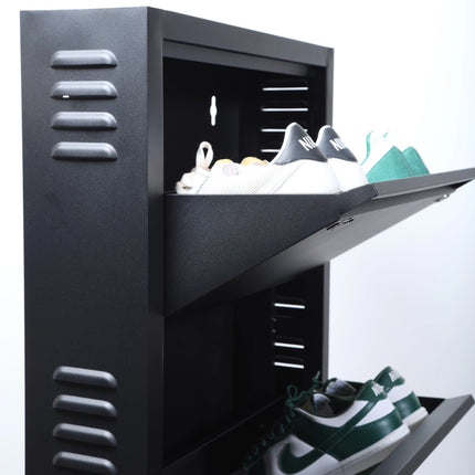 Equal 3 Shelf Lite Shoe Rack for Home | Economic Mild Steel Shoe Cabinet for Home holds upto 6-8 pairs of shoes | 3 Years Limited Warranty | 3 Shelf - Matte Black