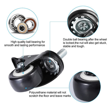 Equal 2 Inch Furniture Caster Wheels For Home/Office & Cabinets (Pack Of 4)