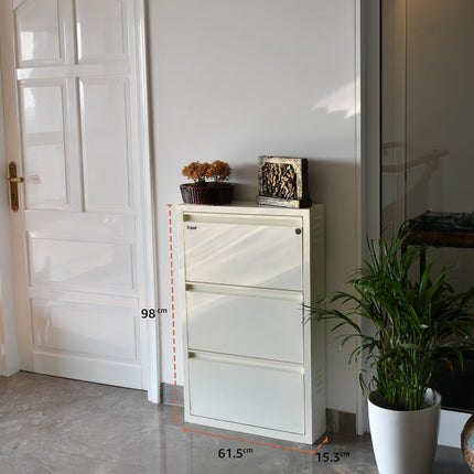 Equal 3 Shelf X Shoe Rack for Home | Premium Mild Steel Shoe Cabinet for Home holds upto 6-9 pairs of shoes | 3 Years Limited Warranty | 3 Shelf - Glossy Ivory