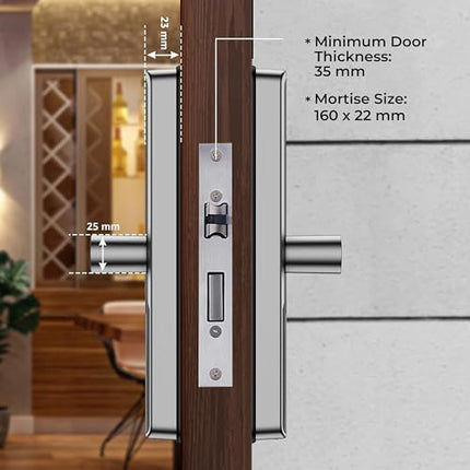 Equal Smart Door Lock S8 WiFi in Silver: Fingerprint & 5 More Ways to Unlock; Wooden Door Compatible; 1-Year Warranty.
