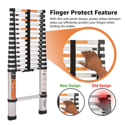 Equal 15 FT. Aluminium Foldable & Extended Telescopic Ladder with Finger Protect Technology