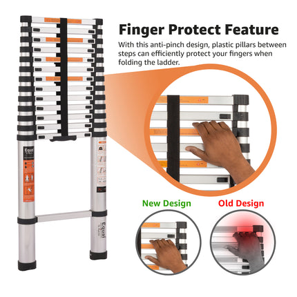 Equal 18.5 FT. Aluminium Foldable & Extended Telescopic Ladder with Finger Protect Technology