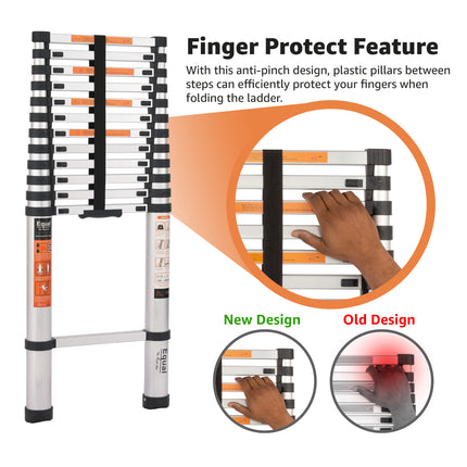 Equal 16.5 FT. Aluminium Foldable & Extended Telescopic Ladder with Finger Protect Technology