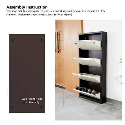 Equal 4 Door Wall Mounted Metal Shoe Rack for Home with Lock