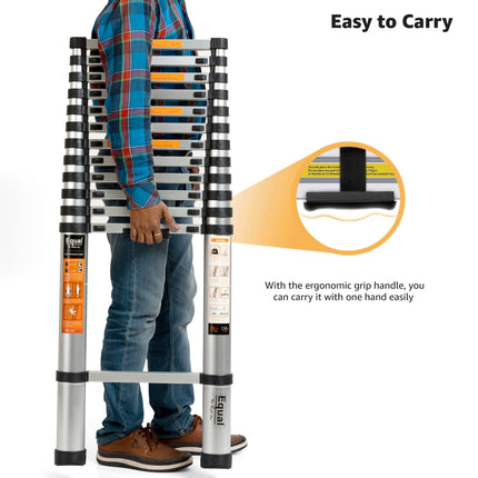 Equal - 12.5 ft Finger Protect Aluminum Folding and Telescopic Ladder