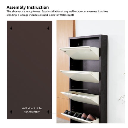 Equal 5 Door Wall Mounted Mild Steel Shoe Rack for Home with Lock