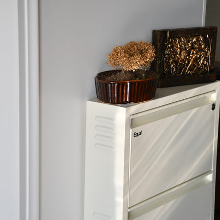 Equal 3 Shelf X Shoe Rack for Home | Premium Mild Steel Shoe Cabinet for Home holds upto 6-9 pairs of shoes | 3 Years Limited Warranty | 3 Shelf - Glossy Ivory