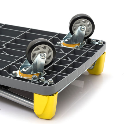 Equal 200kg Capacity Plastic Foldable Platform Trolley for Heavy Weight/Material Handling (Grey)