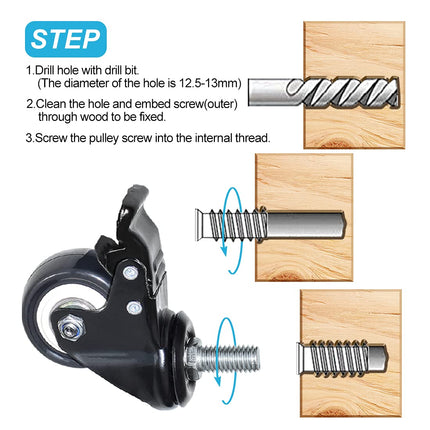 Equal 2 Inch Furniture Caster Wheels For Home/Office & Cabinets (Pack Of 4)