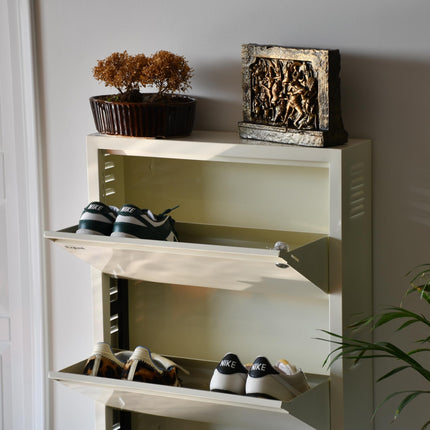 Equal 3 Shelf X Shoe Rack for Home | Premium Mild Steel Shoe Cabinet for Home holds upto 6-9 pairs of shoes | 3 Years Limited Warranty | 3 Shelf - Glossy Ivory