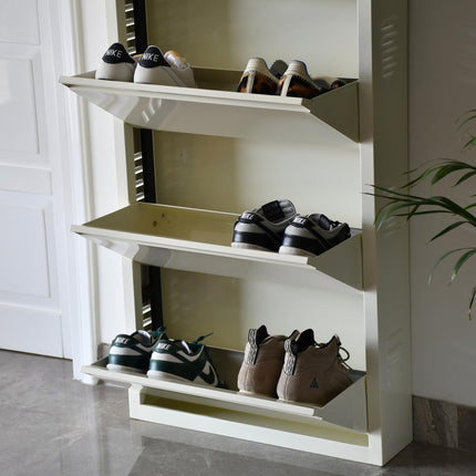 Equal 5 Shelf X Shoe Rack for Home | Premium Mild Steel Shoe Cabinet for Home holds upto 12-15 pairs of shoes | 3 Years Limited Warranty | 5 Shelf - Glossy Ivory