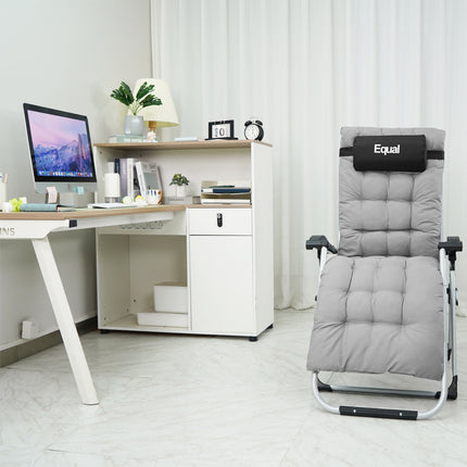 Equal Mild Steel Zero Gravity Reclining Lounge and Folding Recliner Chair (Grey)