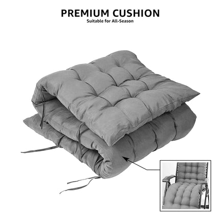 Equal Mild Steel Zero Gravity Reclining Lounge and Folding Recliner Chair (Grey)