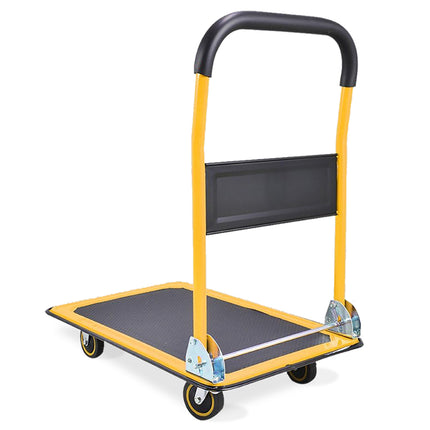 Equal 150kg Capacity Steel Foldable Platform Trolley Hand Cart for Material Handling, Yellow