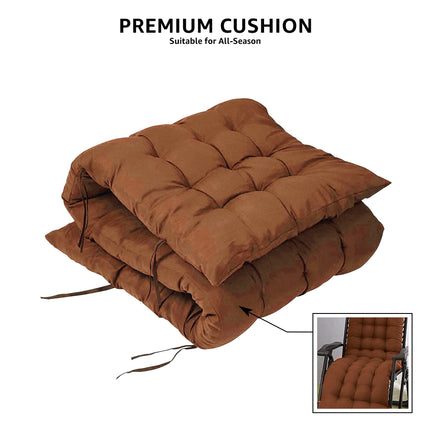 Equal Mild Steel Zero Gravity Reclining Lounge and Folding Recliner Chair (Coffee Brown)