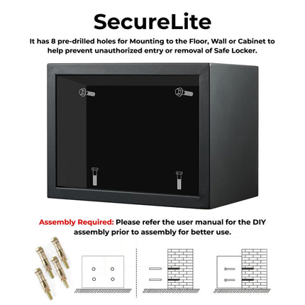 Equal 32L SecureLite Digital Safe Locker with Pincode Access and Emergency Key - Black
