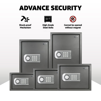 Equal 48L SecureLitePro Digital Safe Locker with Pincode Access and Emergency Key - Grey