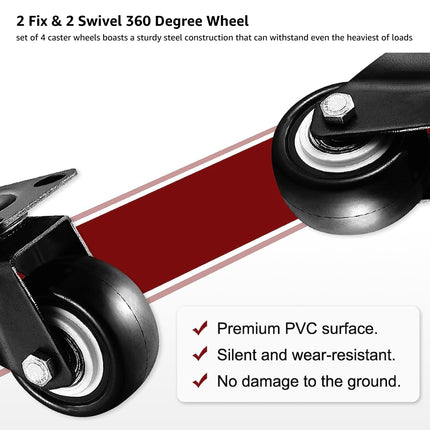 Equal 2 Inch Furniture Caster Wheels For Home/Office/Cabinets/Equipments (Pack Of 4)