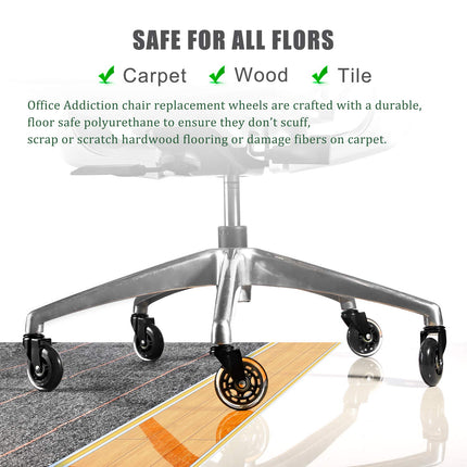 Equal 3 Inch Chair Caster for Office/Home (Pack Of 5) - Stem Type (11/22 mm)