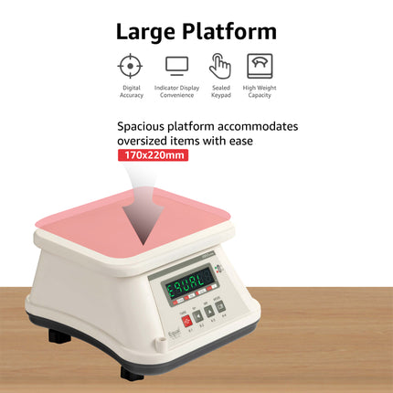 Equal 20kg Capacity Electronics Digital Table Top Kitchen Weighing Scale; 170x220mm