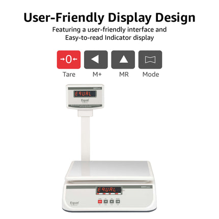 Equal 30kg Capacity Electronics Digital Table Top Kitchen Weighing Scale w/Pole, 250x300mm