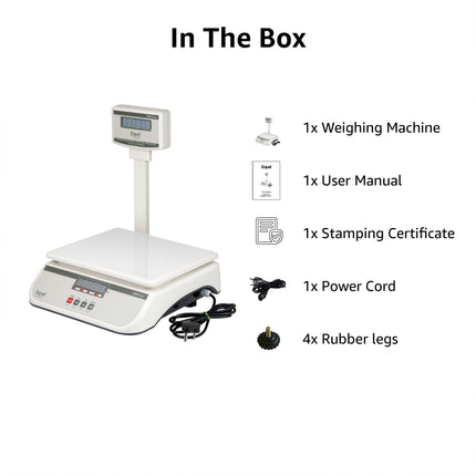 Equal 30kg Capacity Electronics Digital Table Top Kitchen Weighing Scale w/Pole, 250x300mm
