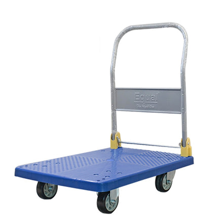 Equal 500kg Capacity Plastic Foldable Platform Trolley for Heavy Weight/Material Handling (Blue)