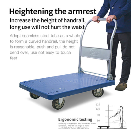 Equal 300kg Capacity Plastic Foldable Platform Trolley for Heavy Weight/Material Handling (Blue)