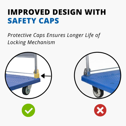 Equal 300kg Capacity Plastic Foldable Platform Trolley for Heavy Weight/Material Handling (Blue)