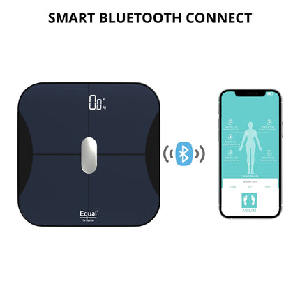 Equal Smart Bluetooth Digital BMI Weight Scale w/FITINDEX Mobile App (Black)