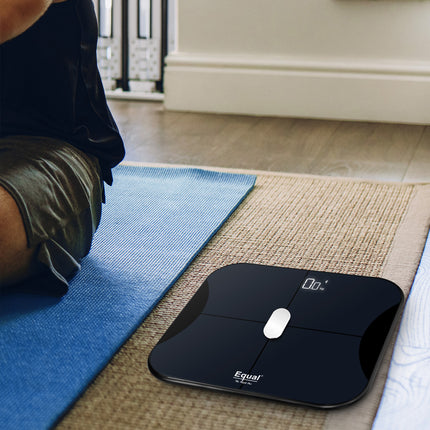 Equal Smart Bluetooth Digital BMI Weight Scale w/FITINDEX Mobile App (Black)