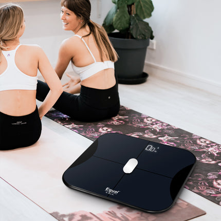 Equal Smart Bluetooth Digital BMI Weight Scale w/FITINDEX Mobile App (Black)