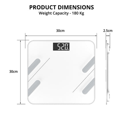 Equal Smart Bluetooth Digital BMI Weight Scale w/FITINDEX Mobile App (White)