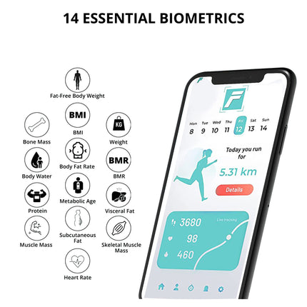 Equal Smart Bluetooth Digital Large Display BMI Weight Scale w/Fitdays Mobile App (Black)