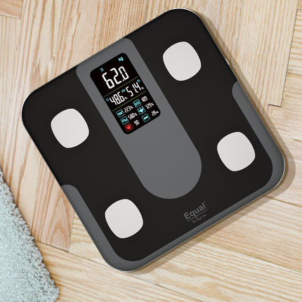 Equal Smart Bluetooth Digital Large Display BMI Weight Scale w/Fitdays Mobile App (Black)