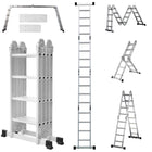 Equal 15 FT. Folding Ladder, 7-in-1 Multi Purpose Extension Aluminum Ladder w/Platform Plates