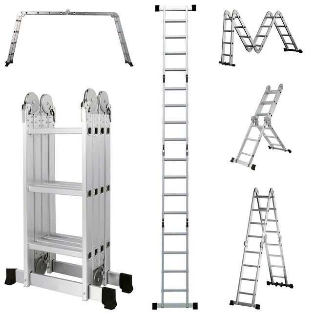 Equal 12 FT. Folding Ladder, 7-in-1 Multi Purpose Extension Aluminum Ladder