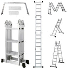 Equal 12 FT. Folding Ladder, 7-in-1 Multi Purpose Extension Aluminum Ladder w/Platform Plates