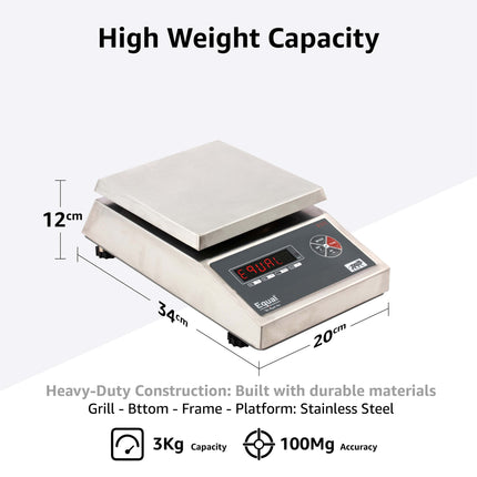 Equal High Precision Scale 3kg 0.1g Digital Accurate Electronic Balance Jewelry/Lab Scale